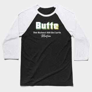 Butte Montana Yellow Text Baseball T-Shirt